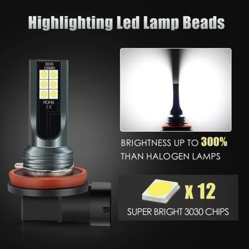 Светодиодные автомобильные противотуманные фары H11 Led H7 H8 9005 9006 HB4 HB3 DC12-24V 6000K
