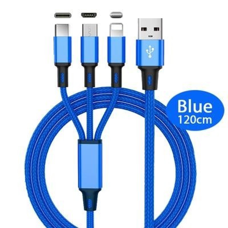 3 В 1 Быстрый кабель для мобильного телефона Быстрое зарядное устройство Micro USB Кабель типа C And