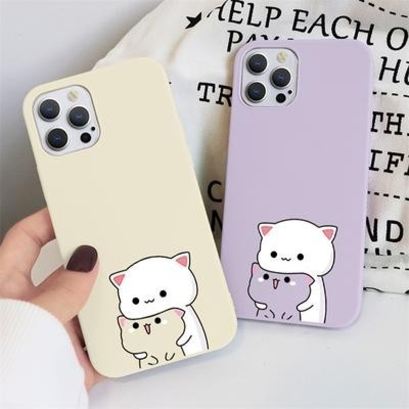Симпатичный cat Мягкий чехол для iPhone 12 11 Pro Max XR 7 X Samsung A52 A32 A50 A51 S21 A12 A72 Hua