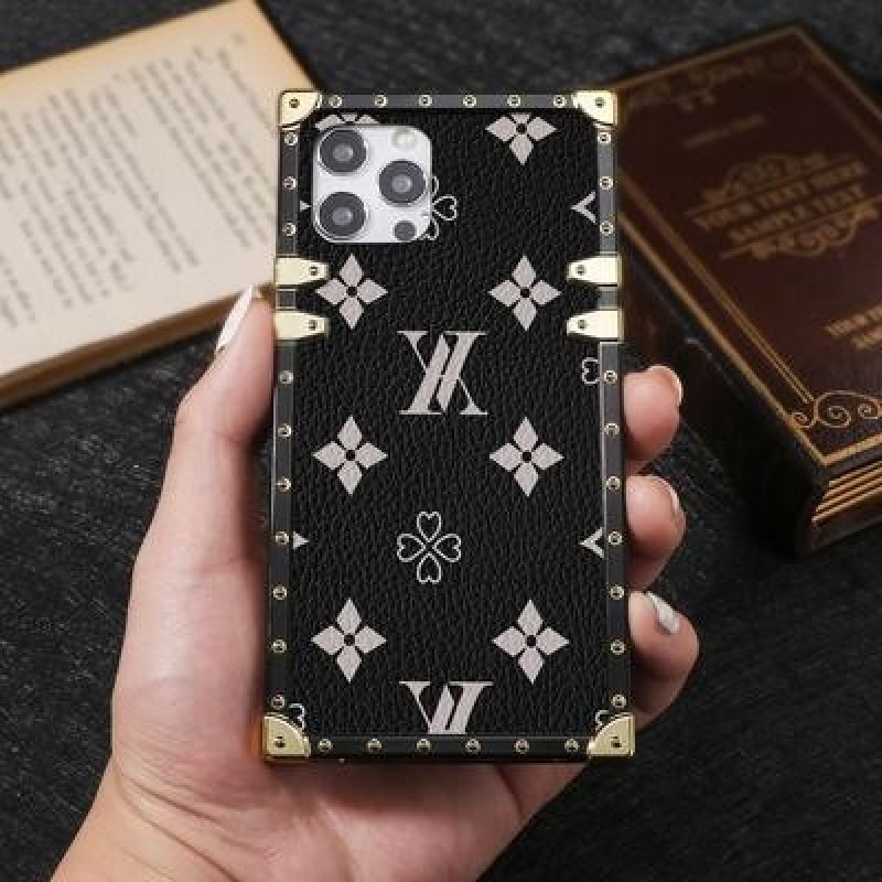 Мода Роскошный Винтаж Квадратный Кожаный Корпус телефона Для iPhone 13 12 мини 11 Pro Макс Геометрич