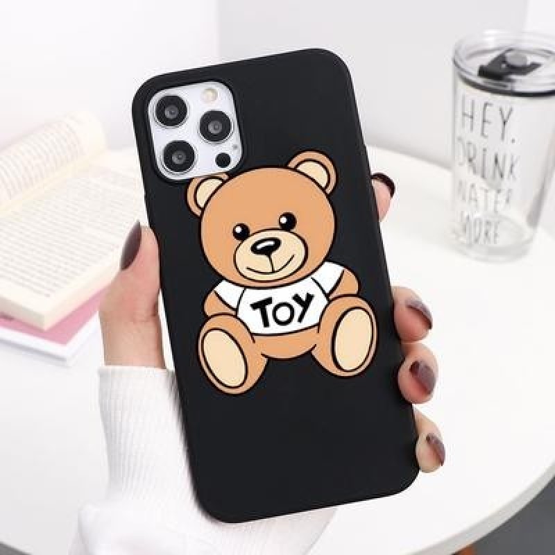 Мультфильм Симпатичный Медведь Медведь Пара Черный Чехол для телефона для iPhone 13 12 11 Pro Max Xi