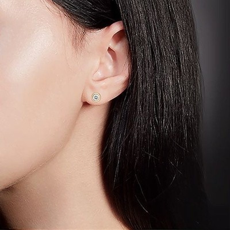 PLATINA Серьги-пусеты из красного золота 585 пробы c бриллиантом